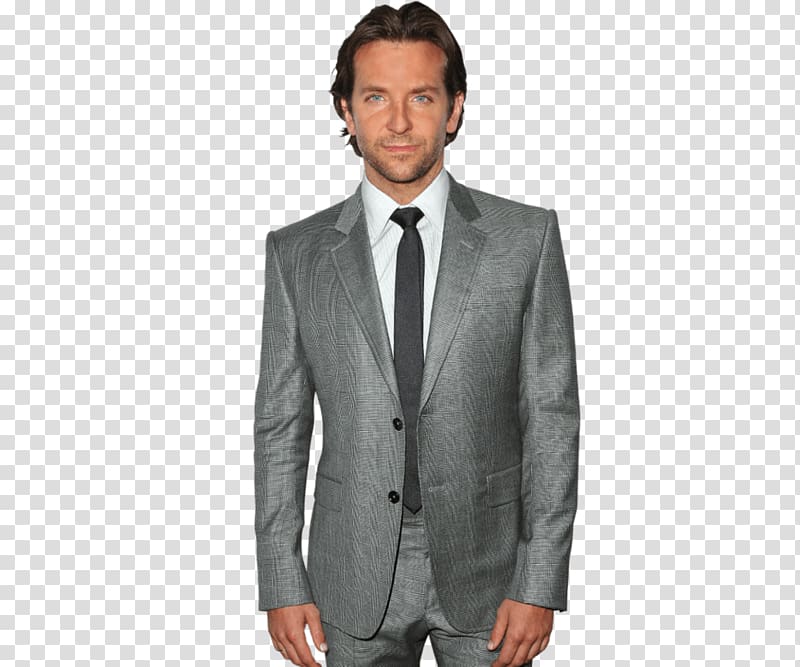 man wearing gray 2-piece dress suit, Bradley Cooper Grey Suit transparent background PNG clipart