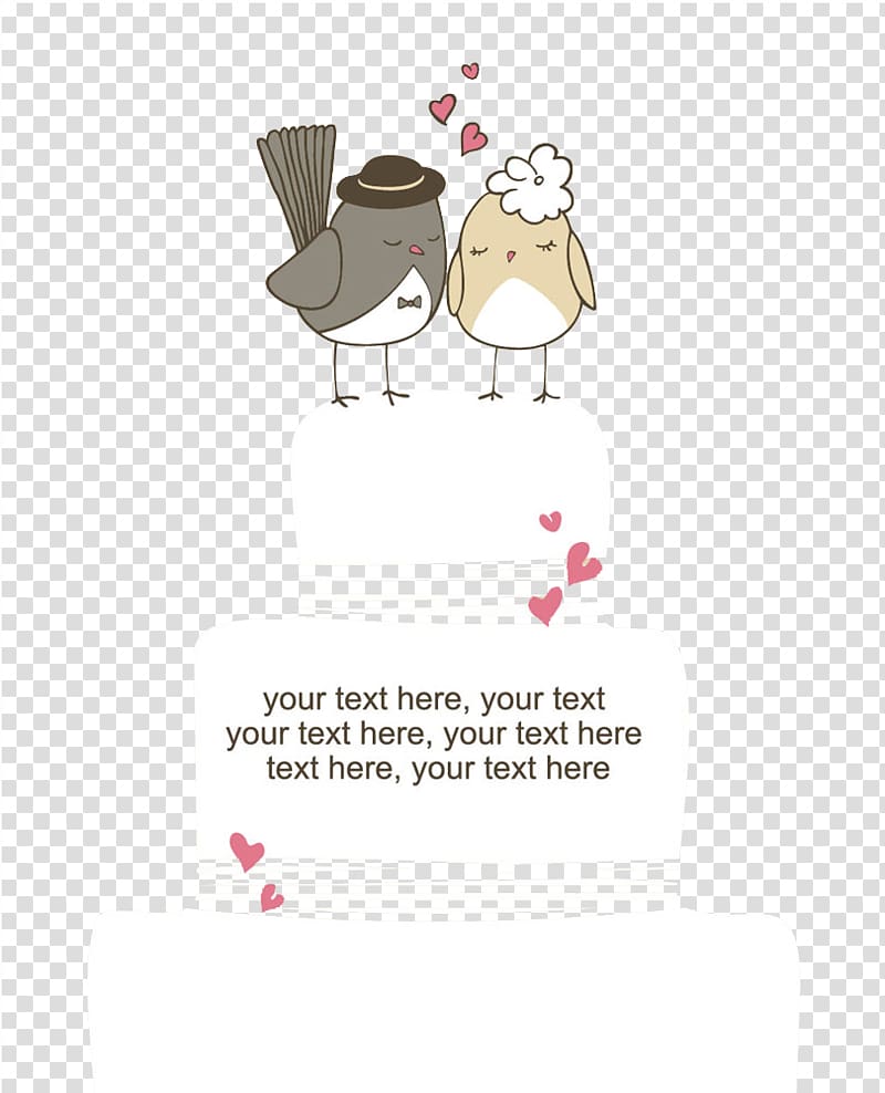 two bird on top cake , Wedding invitation Wedding cake Illustration, Wedding cake with a cartoon bird transparent background PNG clipart