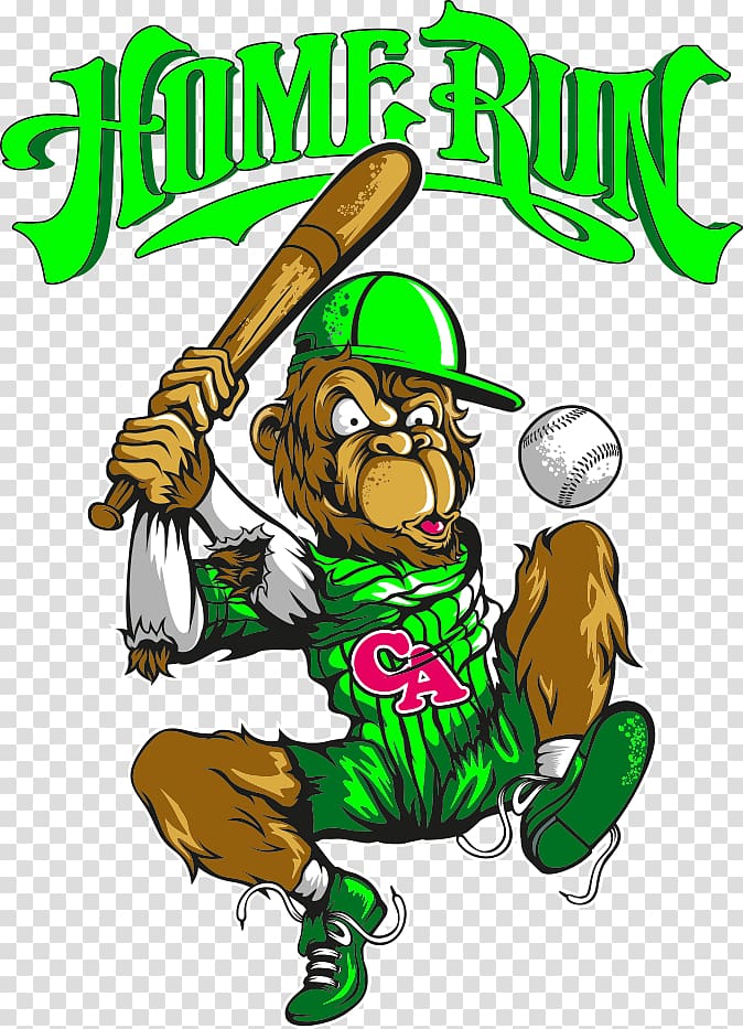 green and brown home run monkey , Printed T-shirt Swim briefs Clothing, baseball printing transparent background PNG clipart