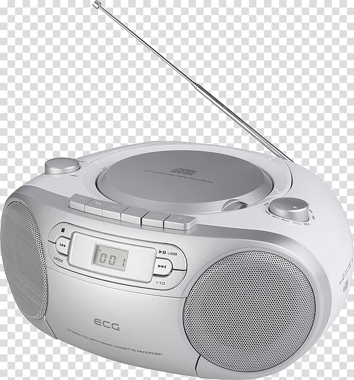 CD-RW Radio Boombox Compact Cassette, radio transparent background PNG clipart