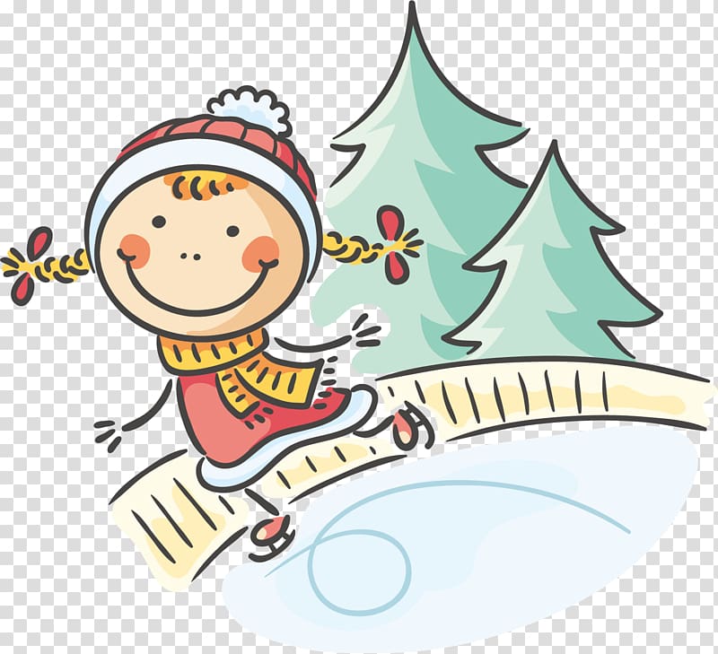 Cartoon Child , Creative cute villain skating winter transparent background PNG clipart