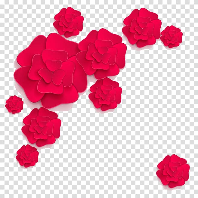 red flowers illustration, Paper Flower Floral design, Flowers transparent background PNG clipart