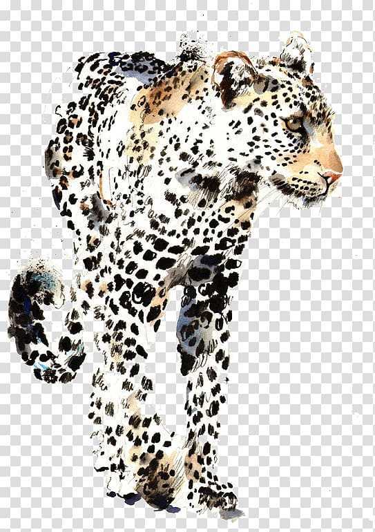 leopard illustration, Saatchi Gallery Artist Watercolor painting Drawing, Hand-painted leopard transparent background PNG clipart