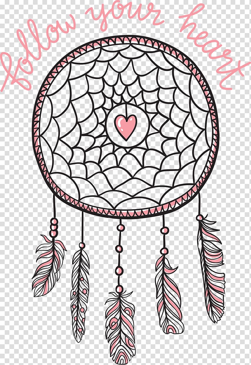 black and yellow dreamcatcher illustration, Boho-chic Dreamcatcher Illustration, Black lines pink dream Monternet transparent background PNG clipart