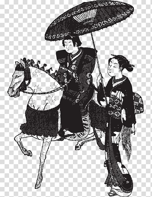 Geisha Samurai Illustration, retro elements of Japan transparent background PNG clipart