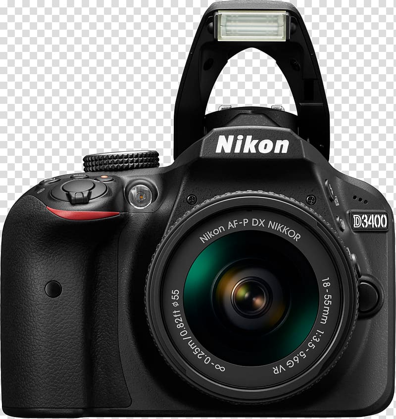 Nikon D3400 Digital SLR Nikon AF-S DX Zoom-Nikkor 18-55mm f/3.5-5.6G Canon EF-S 18–55mm lens, Camera transparent background PNG clipart