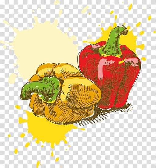 Breakfast Food Drawing Painting, painted pepper transparent background PNG clipart
