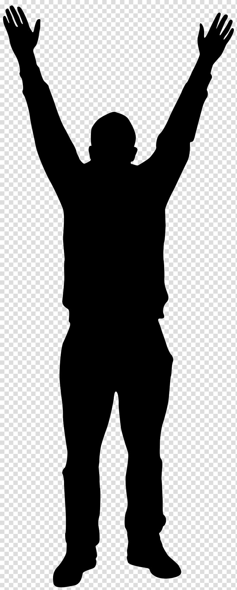 Silhouette Man , Man with Hands up Silhouette transparent background PNG clipart