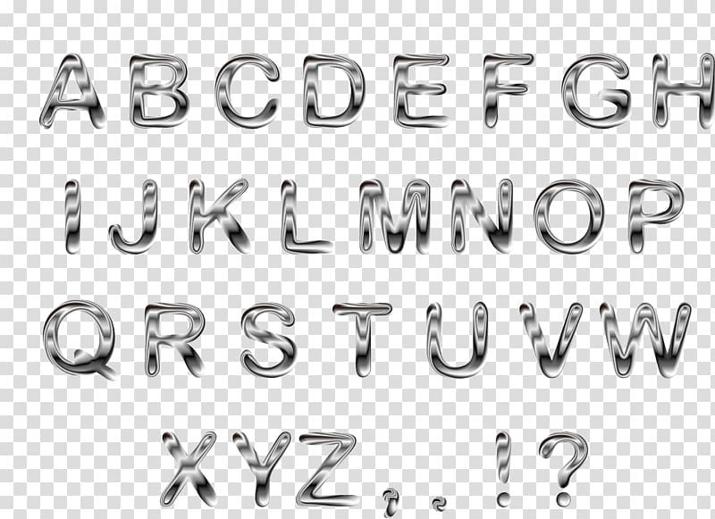 Alphabet text overlay, Typeface Metal Letter Font, Silver metallic fonts  letters transparent background PNG clipart