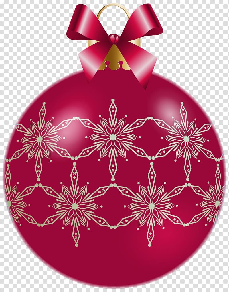 red and white snowflake graphic bauble, Christmas ornament , Christmas Red Ornamental Ball transparent background PNG clipart