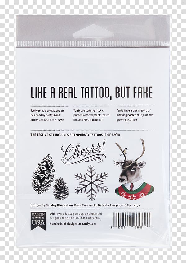 Tattly Reindeer Tattoo Design Paper, Reindeer transparent background PNG clipart