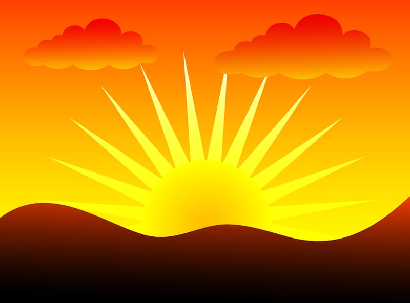 yellow and orange sun, Sunrise Sunset , Sunset Black transparent background PNG clipart