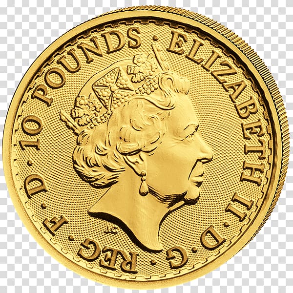 Royal Mint Sovereign Britannia Bullion coin Gold coin, gold transparent background PNG clipart