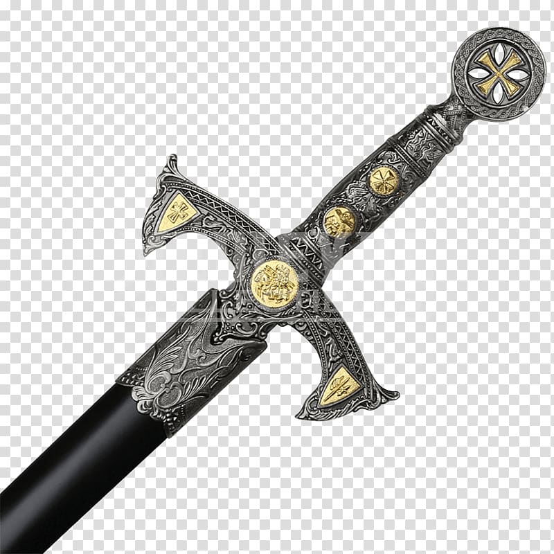 Middle Ages Crusades Knights Templar Sword, medieval transparent background PNG clipart