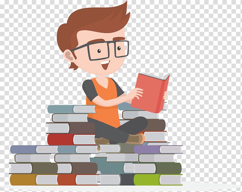 boy reading book, Child Reading Book, book mountain book sea transparent background PNG clipart