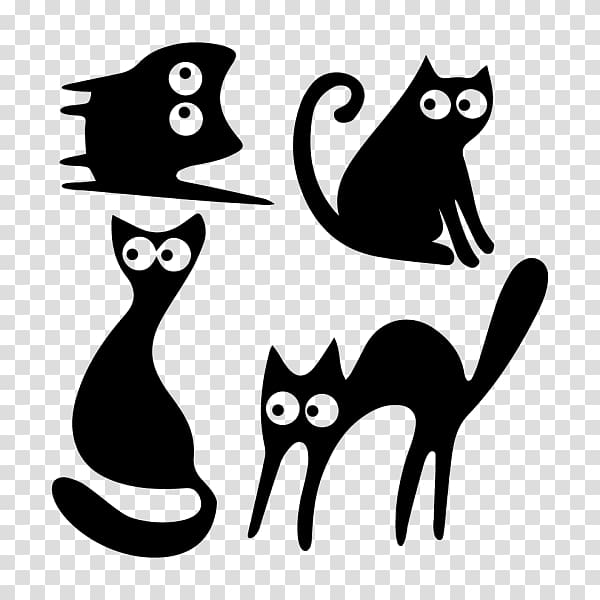 Black cat Whiskers Silhouette, Cat transparent background PNG clipart