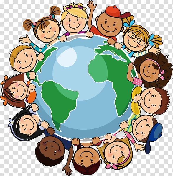 earth surrounded by children illustration, Universal Declaration of Human Rights Childrens rights Convention on the Rights of the Child, Children around the globe transparent background PNG clipart