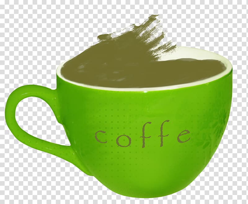 Coffee cup Cafe Green Mug, Painted green coffee transparent background PNG clipart