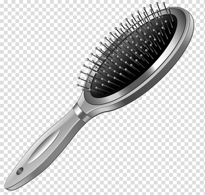 gray hair brush, Hairbrush Comb Hair coloring , Silver Hairbrush transparent background PNG clipart