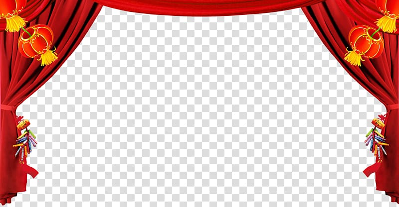 red curtain border, Theater drapes and stage curtains Theatre , Chinese New Year red poster background transparent background PNG clipart