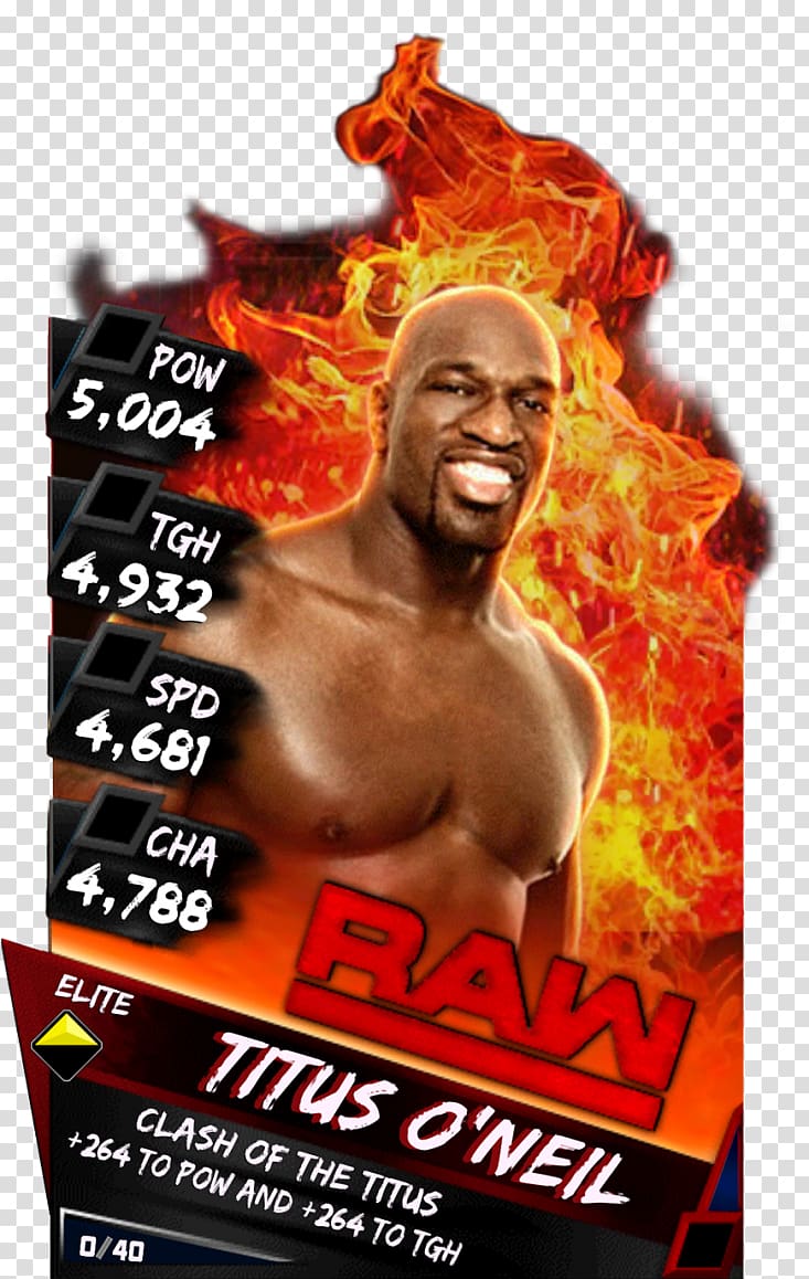 Titus O'Neil WWE SuperCard SummerSlam WWE Raw, wwe transparent background PNG clipart