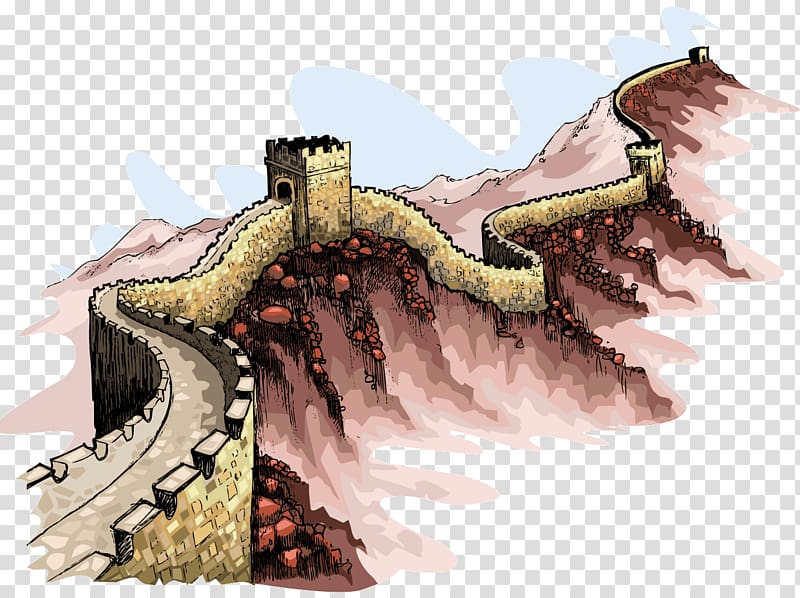 Great Wall of China , Great Wall of China New7Wonders of the World Illustration, Great Wall of China painting material transparent background PNG clipart