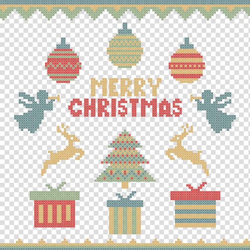 Christmas tree Gift Knitting, Christmas knitting elements transparent background PNG clipart