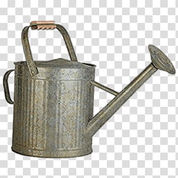 grey watering can, Vintage Galvanised Watering Can transparent background PNG clipart