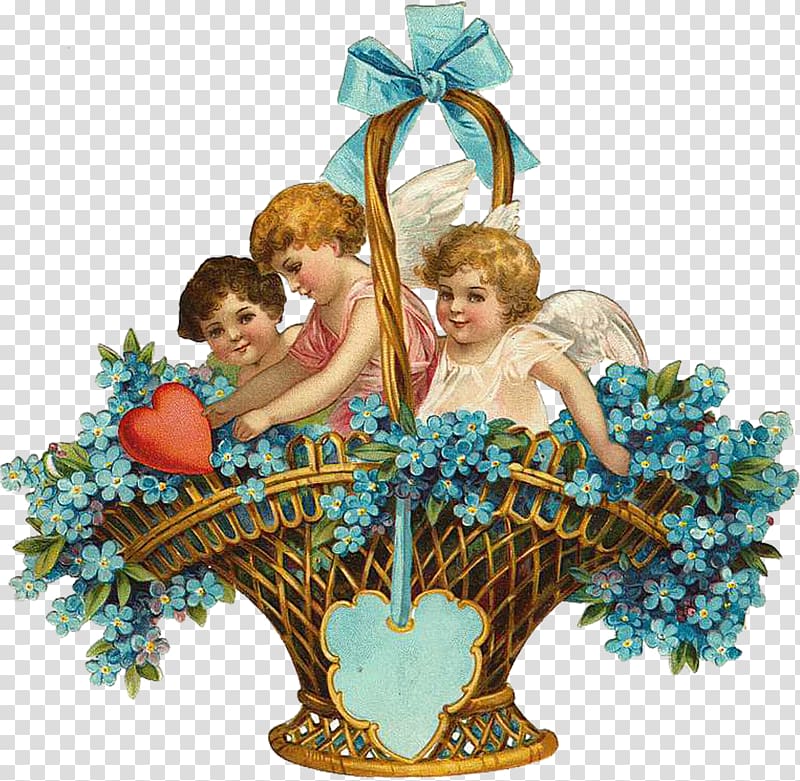 Decoupage Valentine\'s Day LiveInternet Angel , vintage transparent background PNG clipart