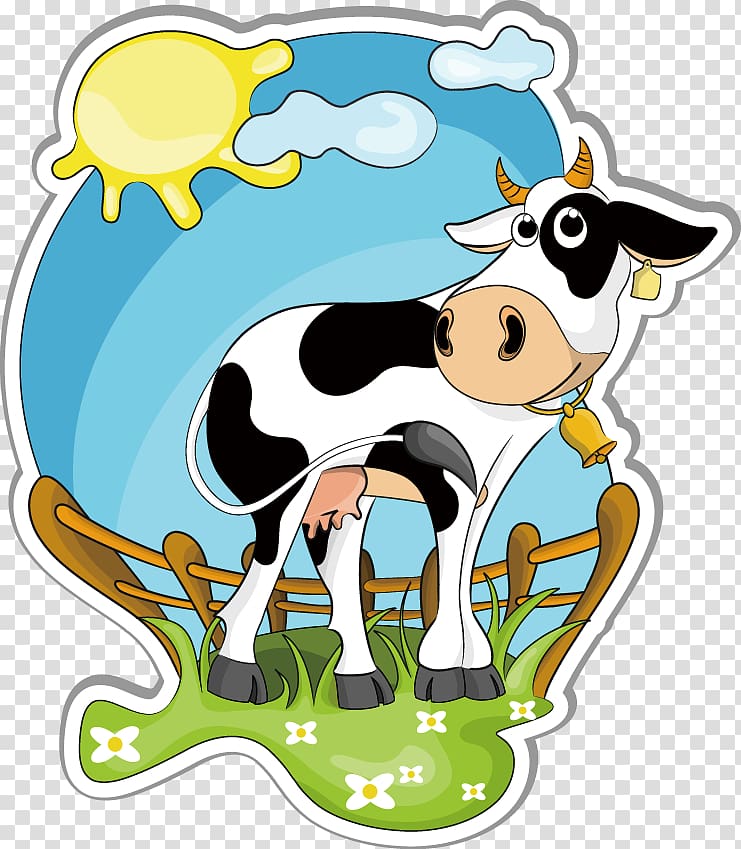 Holstein Friesian cattle Dairy farming , Creative Cow Cartoon transparent background PNG clipart