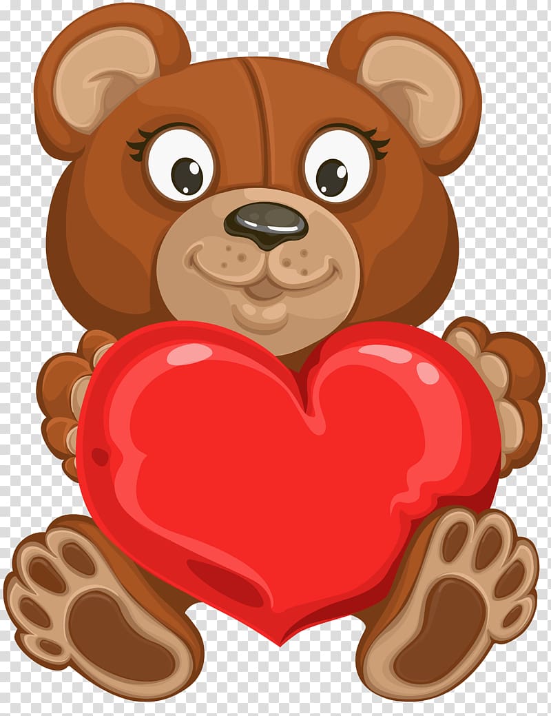 brown bear holding heart illustration, Teddy bear Valentine\'s Day Heart Gift, Valentine\'s Teddy with Heart transparent background PNG clipart