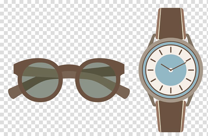 Aviator sunglasses, Watch transparent background PNG clipart