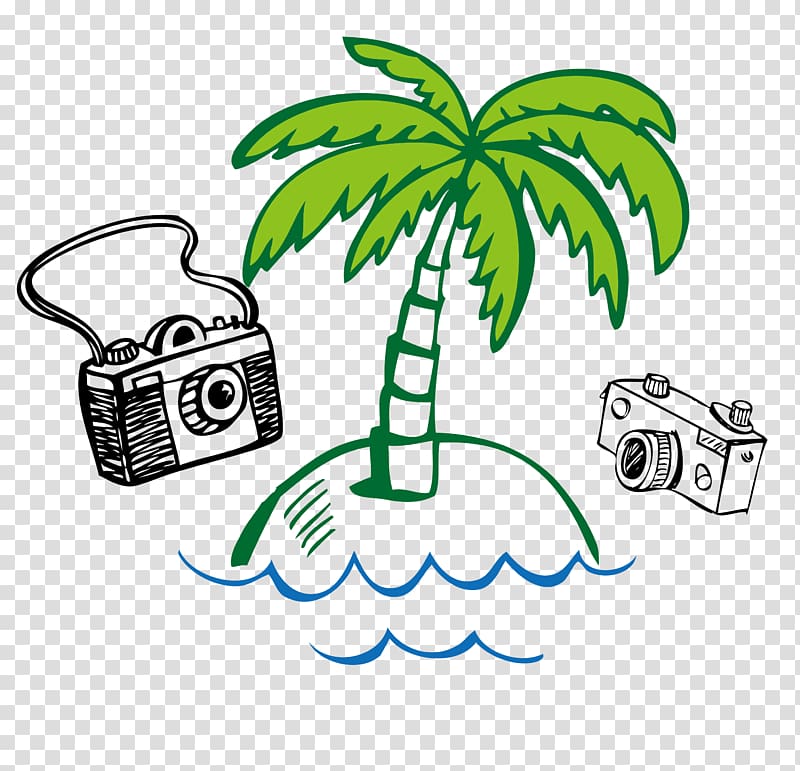 Banana , Coconut tree with the camera hand-drawn transparent background PNG clipart