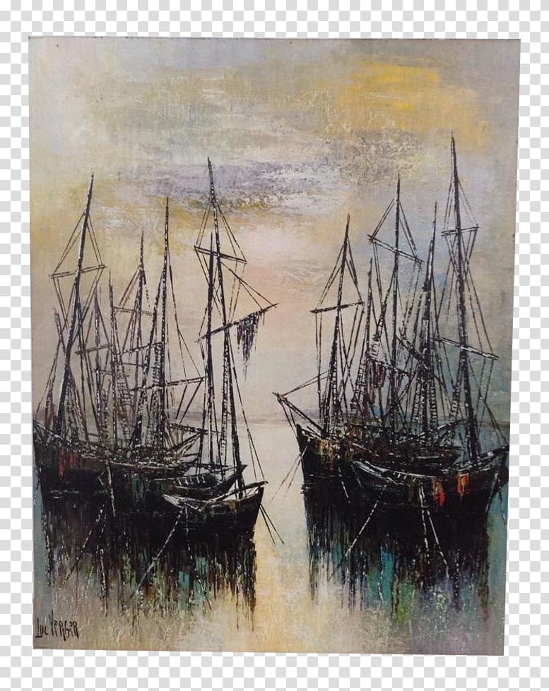Oil painting Tall ship, Oil Paintings transparent background PNG clipart