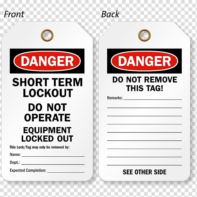 Lockout-tagout Label Valve Plastic Revision tag, t-short transparent background PNG clipart