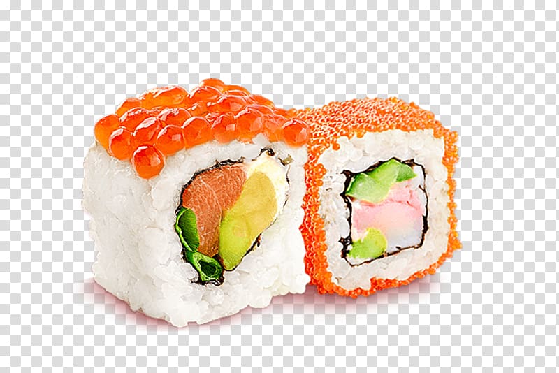 sushi with caviars, Sushi Makizushi Pizza California roll Japanese Cuisine, Sushi transparent background PNG clipart