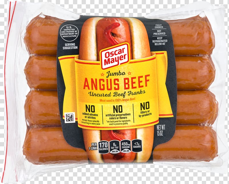 Hot dog Rookworst Angus cattle Bologna sausage Oscar Mayer, hot dog transparent background PNG clipart