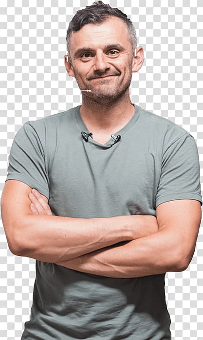 smiling man wearing gray crew-neck t-shirt, Gary Vee Arms Crossed transparent background PNG clipart