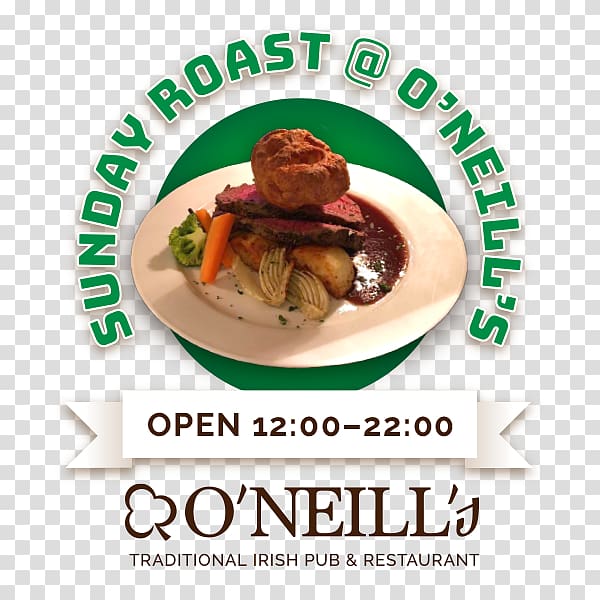 Irish pub Dish O'Neill's Cuisine, sunday roast transparent background PNG clipart