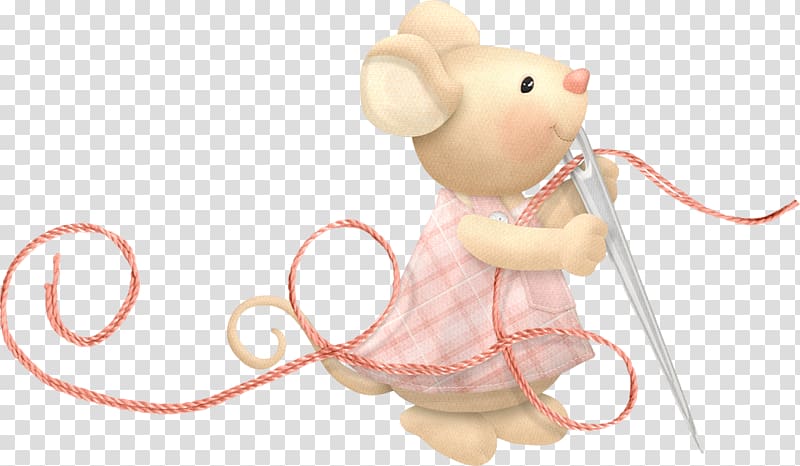 brown mice holding niddle, Knitting Sewing Animation Crochet , mouse transparent background PNG clipart