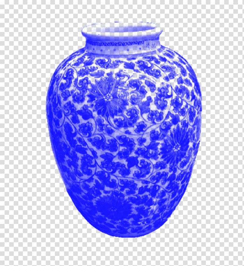 Jingdezhen Qing dynasty Kangxi Yuan dynasty Blue and white pottery, Blue and white porcelain jar transparent background PNG clipart