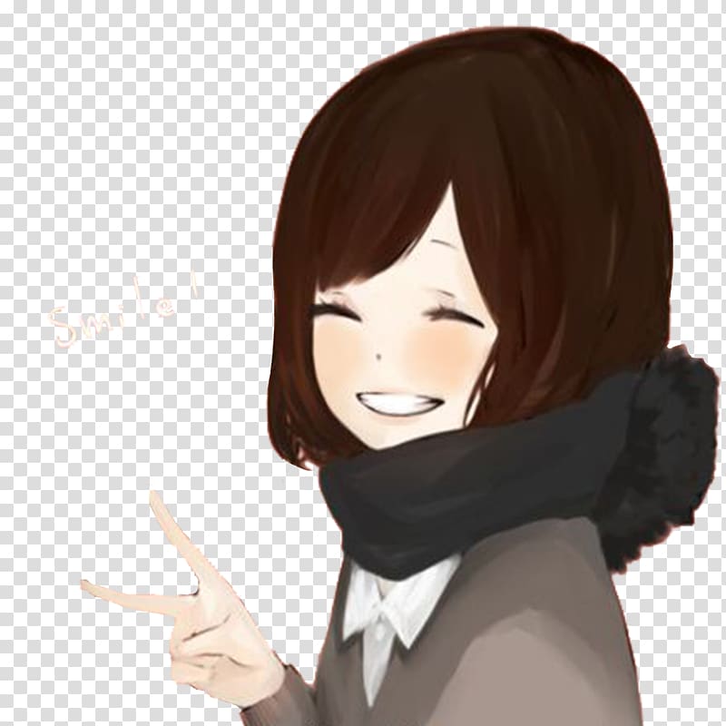 Portrait of joyful female anime character smiling and waving hand vector  illustration in Japanese manga style. Happy teenage laughing with closed  eyes and positive face expression isolated on white Stock Vector |