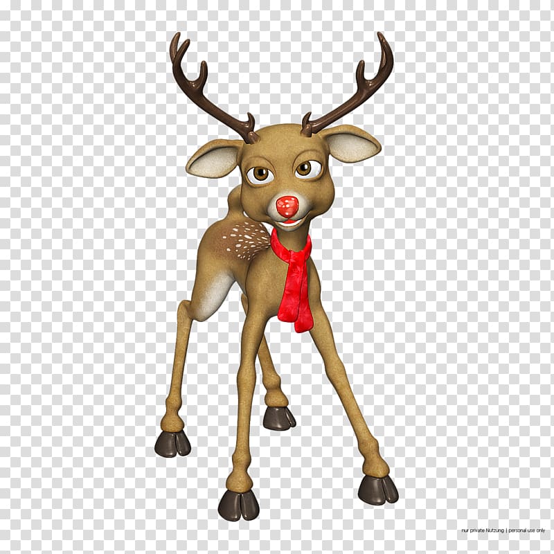 Rudolph Reindeer Santa Claus Christmas, Cartoon Reindeer transparent background PNG clipart