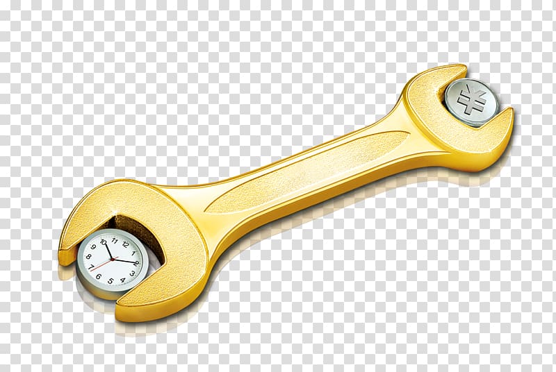 Money Gratis , Golden gold wrench on the money and time transparent background PNG clipart