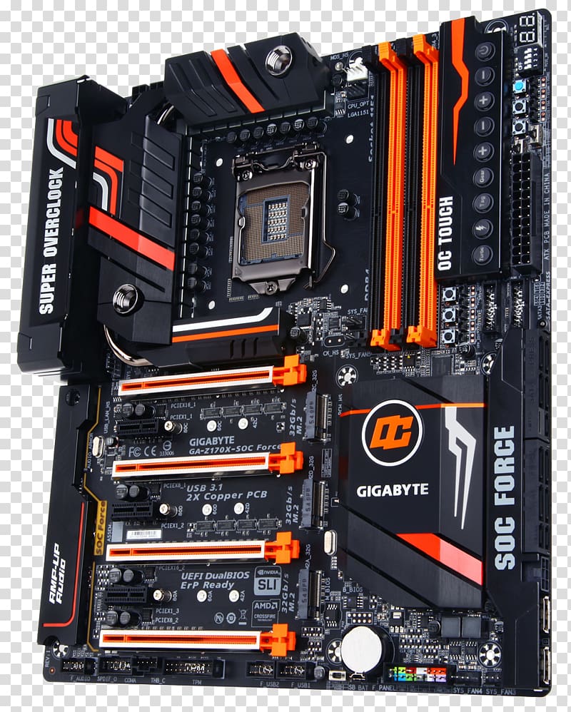 Motherboard Gigabyte Technology LGA 1151 ATX GIGABYTE GA-Z170X-SOC FORCE, others transparent background PNG clipart