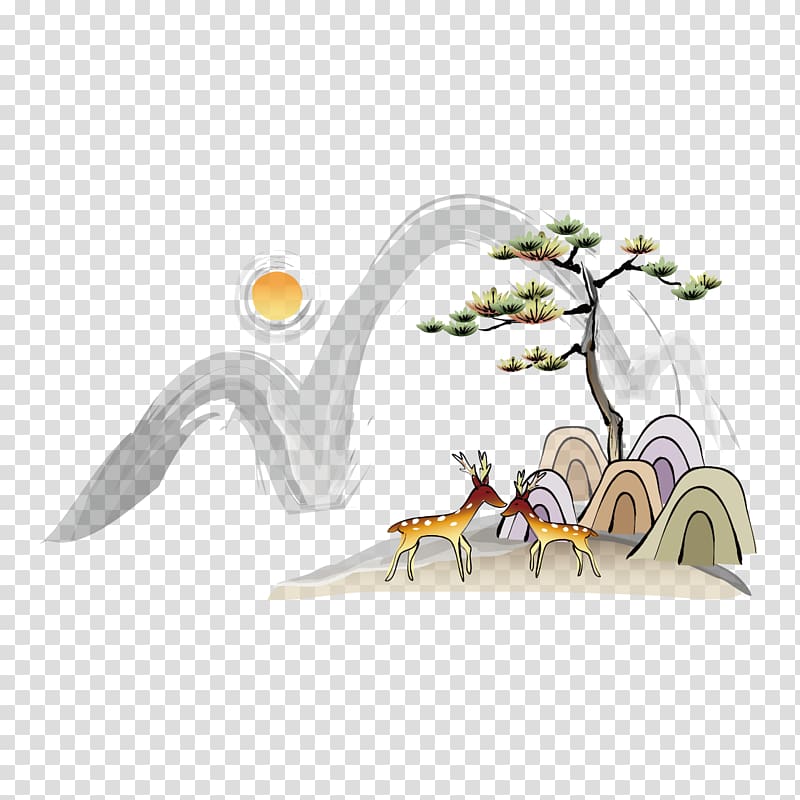 Ink Drawing, China Creative Wind transparent background PNG clipart