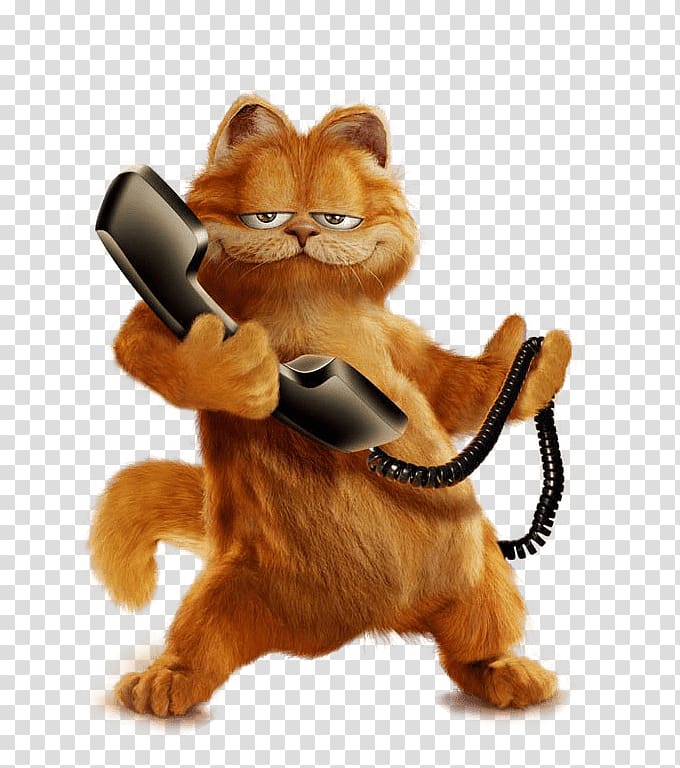 Garfield holding telephone, Garfield on the Phone transparent background PNG clipart