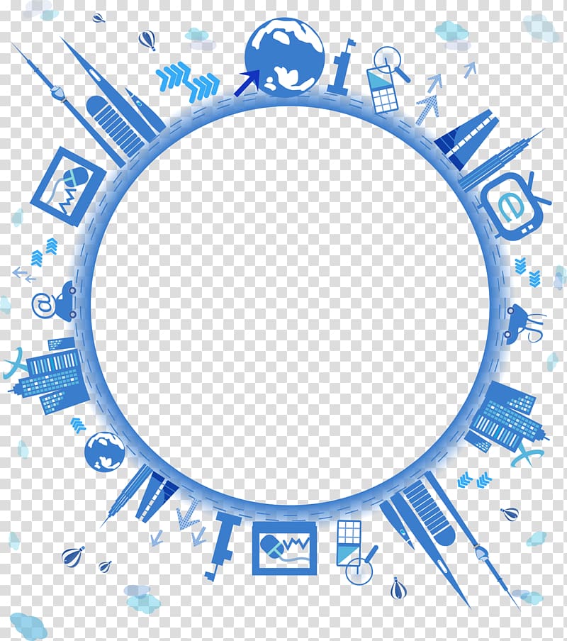 round blue buildings illustration, Global network Icon, Cartoon Global Village transparent background PNG clipart
