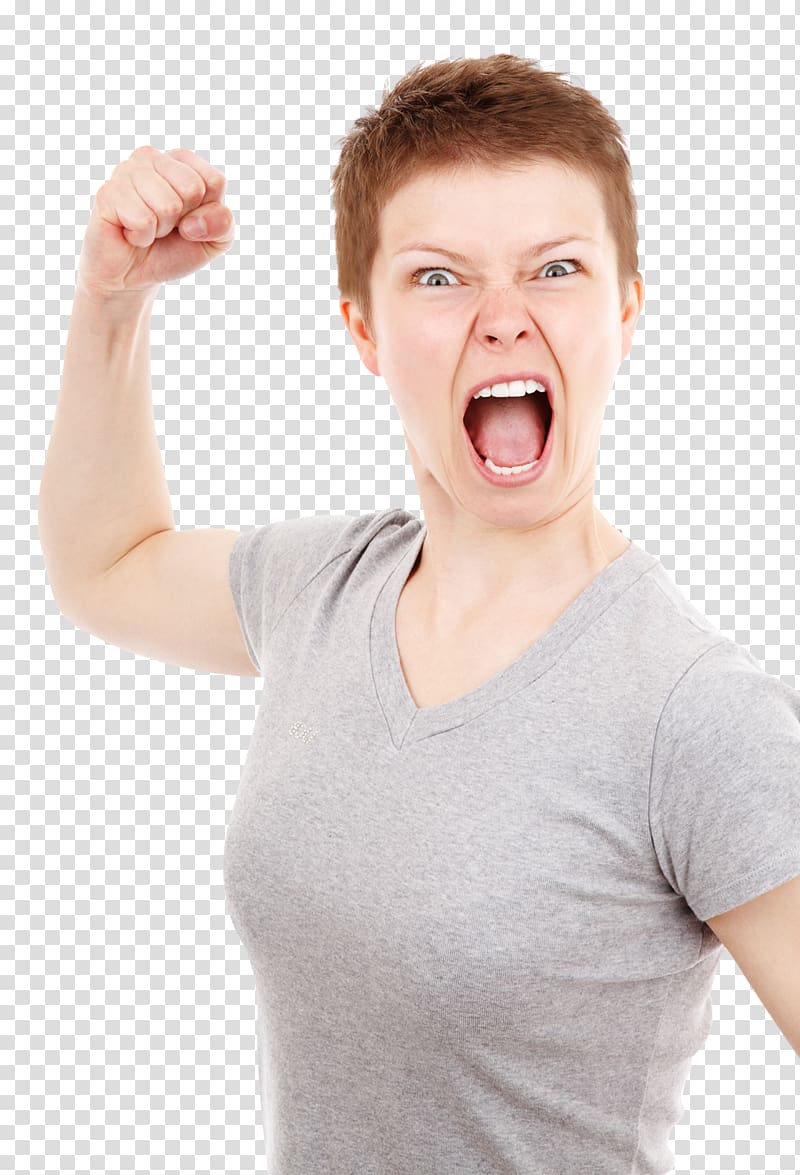 woman wearing gray V-neck shirt, Woman Abimbola Adelakun, Angry Woman transparent background PNG clipart