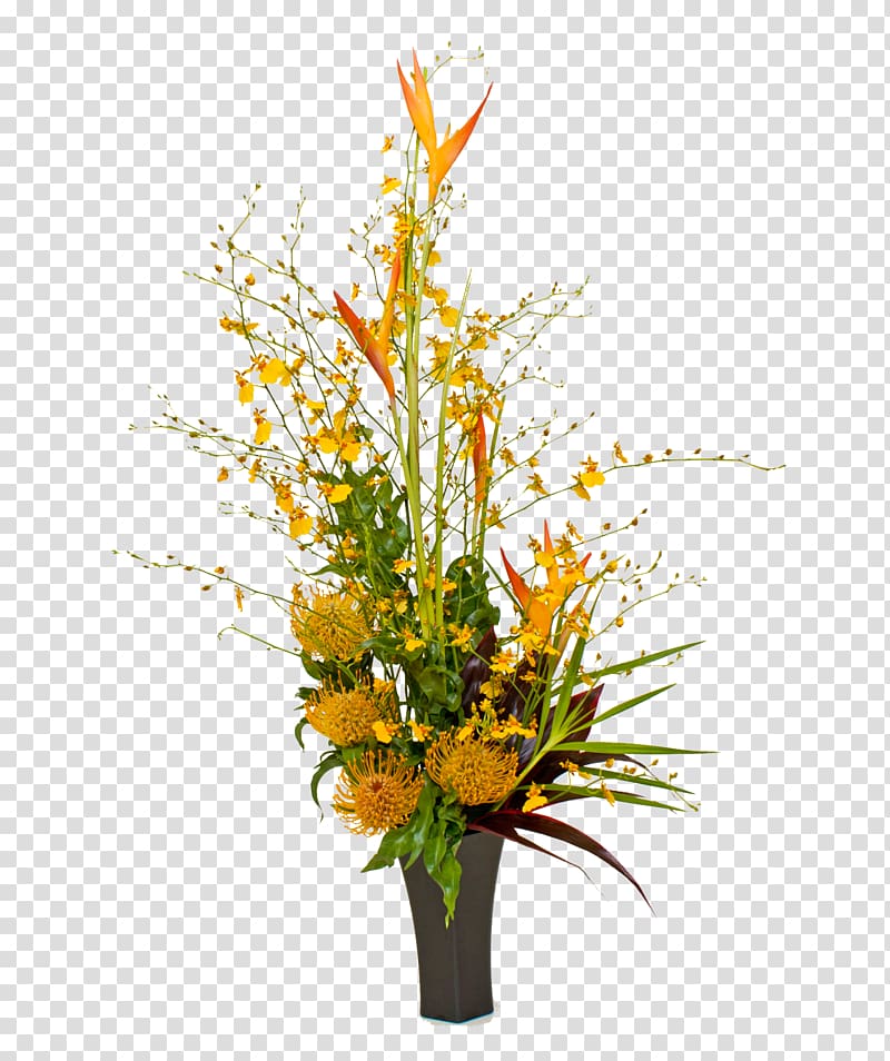 yellow flower arrangement , Flower bouquet Floristry Cut flowers Floral design, tropical flower transparent background PNG clipart